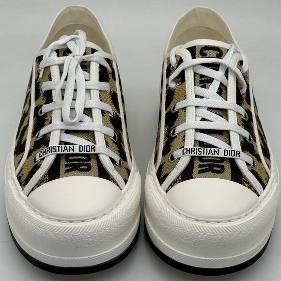 DIOR WALK'N Leopard Mizza Cotton Platform Lace Up Low Top Sneakers Shoes - Picture 4 of 15